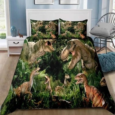 Dinosaurus Jurassic Park 3D Print Beddengoed Set Eenpersoons Twin Volledig Queen King Maat Bed Set Volwassene Kind Slaapkamer Beddengoed Cadeau 135X200cm-2pcs