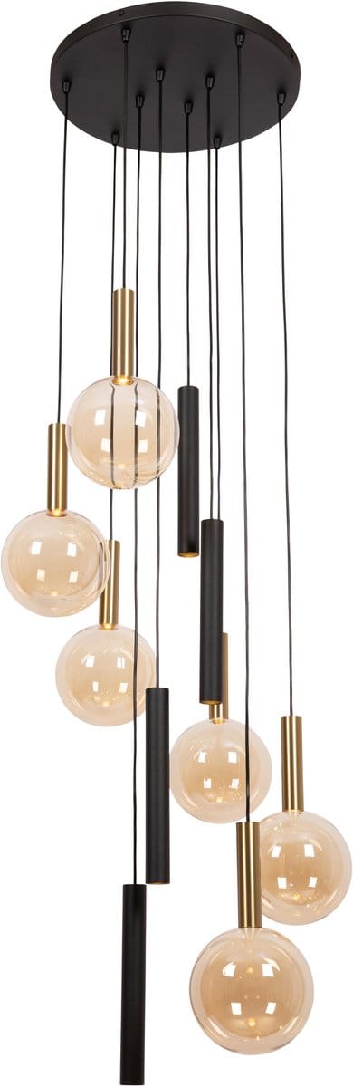 Lucide JOSIANE - Hanglamp - Ø 55 cm - 6xG9 - Geschikt voor vide en hoge plafonds - Zwart | Vibes