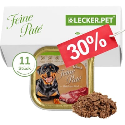 11 x 150 g Lecker.Pet® Gino's Feine Paté Rijk aan Rundvlees Nat hondenvoer Volledig hondenvoer