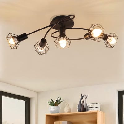 NETTLIFE Opbouwspot - 5 lichts - E14 - Moderne Plafondspot | rond Spotje - L 610 mm - Zwart - Keuken | Woonkamer | Slaapkamer-excl. lichtbron