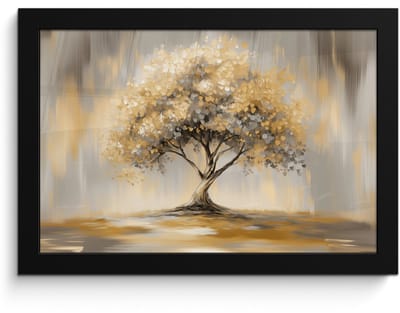 Poster in lijst - Fotolijst 30x20 cm - Posters - Schilderij - Boom - Abstract - Bladeren - Posterlijst zwart - Decoratie - Wanddecoratie woonkamer - Muurdecoratie slaapkamer