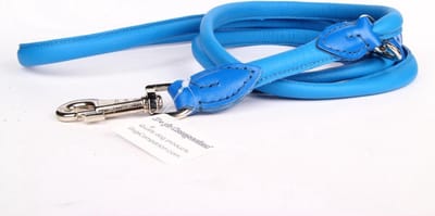 Dog's Companion - Leren Politielijn Hond, 220cm - Lengte: 220cm (12 mm), Kleur: Blauw - Verstelbaar op 130-170-210 cm