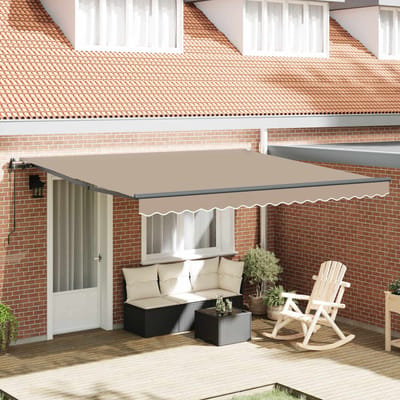 vidaXL - Uitschuifbare - luifel - Beige - 400 - × - 300 - cm - Stof - en - Aluminium