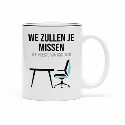 Grappige Afscheid Koffiemok 330ml – “We Zullen Je Missen (De Meeste van Ons Dan)” – Perfect Afscheidscadeau voor Collega’s