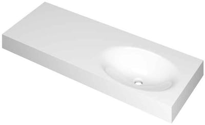 INK Smooth Wastafel Polystone Rechts Zonder Kraangat - 1200x450x90 mm - Glans Wit