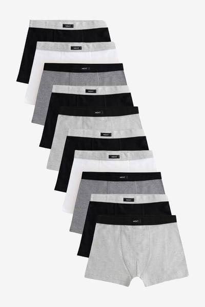 Next - Jongens - Set van 10 boxershorts met zachte tailleband - Grijs