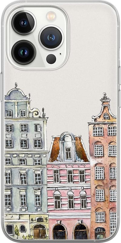 Leuke Telefoonhoesjes - Hoesje geschikt voor iPhone 13 Pro - Grachtenpandjes - Soft case - TPU - Print / Illustratie - Multi