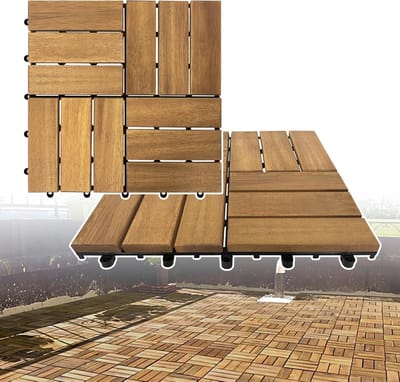 Houten Terrastegels - Balkon Vloer - Buiten Leven - Duurzaam Hardhout - 30x30cm Set - Natuurlijk Bruin