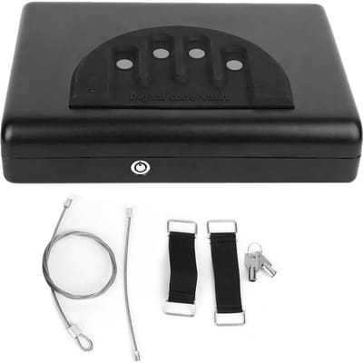 Boîte de Rangement Portable Sûre pour Objets de Valeur et Bijoux, Verrouillage par Mot de Passe Numérique et Clé de Secours black