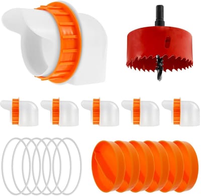 Kippen Voederautomaat - Voerdispenser Set - Voorkom Voedselverspilling - Regenbestendig Ontwerp - 6 Stuks - Oranje