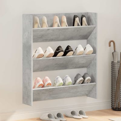 vidaXL - Wandschoenenkast - 80x18x90 - cm - spaanplaat - betongrijs