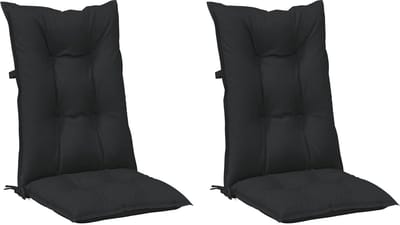 vidaXL - Set - Hoge - Rug - Stoelkussens - 2 - st - Polyester - Melange - Zwart