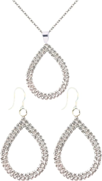Set ketting met allergievrije oorbellen Strass zilverkleur Oana - Charme Bijoux
