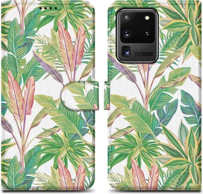 Cadorabo Hoesje geschikt voor Samsung Galaxy S20 ULTRA - Design Groen Regenwoud No. 8 - Beschermhoes Case Cover met magnetische sluiting, standaardfunctie en kaartvakje