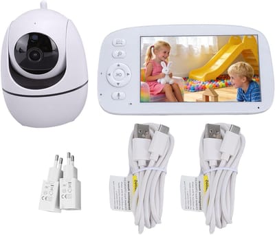 Babyfoon met Camera - Baby Monitor - Baby Bewaken - Wifi-vrij - 5 inch Scherm - Wit