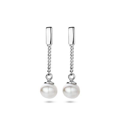 Zilver Gerhodineerd Oorhangers Parel 1337714