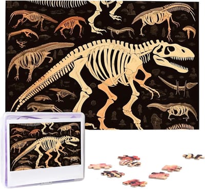 Puzzel 1000 stukjes - Volwassen puzzel - Ontspanning en decoratie - Gedetailleerde dinosaurusprint - 75 x 50 cm - Wit