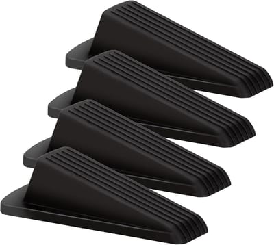 Deurstopper Set - 4 Stuks - Rubberen Deurwig voor Zware Deuren - Zwart Deurstop - Deurblokker - Antislip Deurwiggen - Rubberen Stopper voor Hout, Beton en Tapijt - Set van 4 - Zwart
