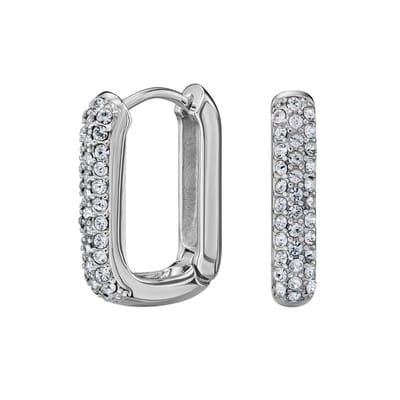 Traveller Oorringen - Oorbellen Dames - Zilverkleurig - Kristal - Preciosa Crystals - Ring - Edelstaal - 20 x 14 mm - Oorstekers - 166334
