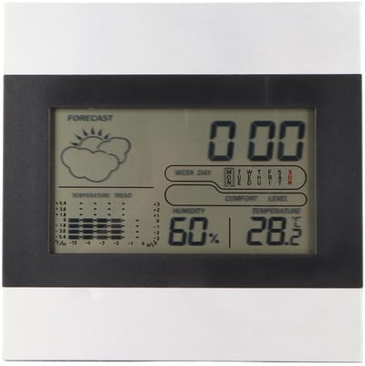 Allecto - Digitale Weerklok - Temperatuur- en Vochtigheidsweergave - Compacte Wekker - Weerbewakingsklok - Ideaal voor Thuis en Kantoor - Aluminium...