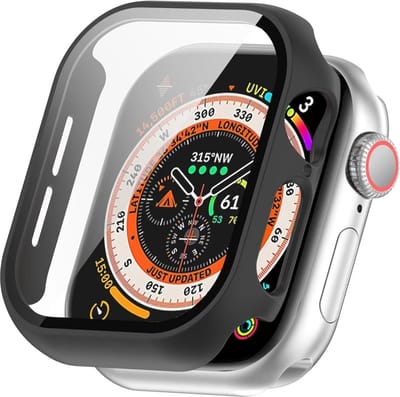 Strap-it Hard case hoesje met screen protector glas - geschikt voor Apple Watch Series 10/11 - 42mm (zwart)