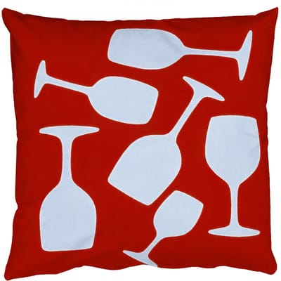 Sierkussens - Kussentjes Woonkamer - 50x50 cm - Wijnglazen - Silhouetten - Wit