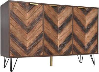 Dressoir - Modern Houten met 3 Patroon Deuren 120x38x76.5 cm - Bruin