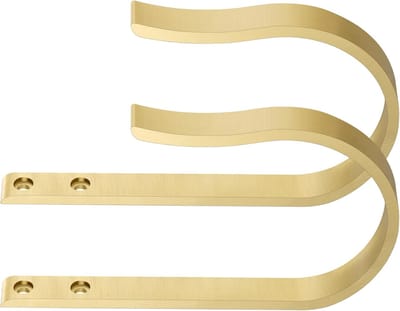 U-vormige Gordijn Haken - Gordijn Hangers Muur - Gordijnen Ophangen - Roestvrij Aluminium - 2 stuks - Messing