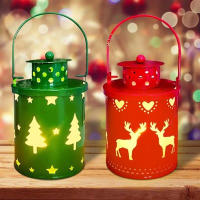 Dailygoods - Kerstdecoratie - Vlamloos windlicht - Hangende led-kerstlantaarn - 12,6 cm - Warm wit licht - Sfeerlicht voor elk huis - Geschikt voor tu...