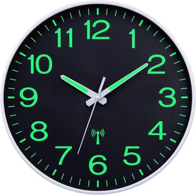 Radiogestuurd uurwerk - Wit - 30 cm - Verlichte Wandklok met Temperatuur en Vochtigheidsmeter - Voor Woonkamer en Slaapkamer