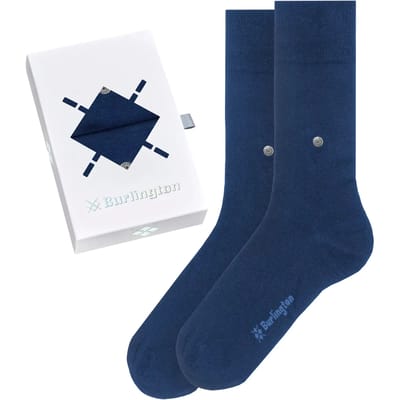 Burlington Basic Gift Box eenkleurig katoen multipack sokken heren blauw - maat 40-46