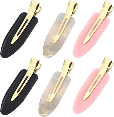 6 stuks Haarclips, No Crease Haarklemmen voor Dames, Platte Haarklemmen voor Pony's en Styling, Professionele Haaraccessoires met Gouden Handgreep