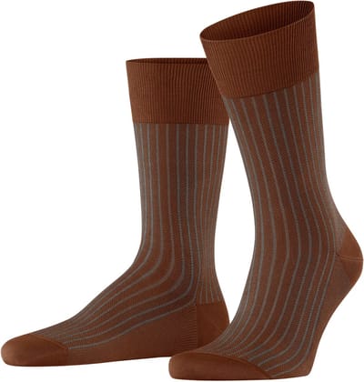FALKE Oxford Stripe gedessineerd katoen sokken heren bruin - maat 39-40