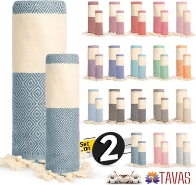 Rome Set van 2 | Hamamdoek 100x180 cm en Handdoek 50x90 cm 100% Katoen Spa Backpack Sauna Strandlaken Petrol Groen