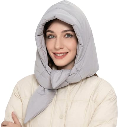 ZLYC Dames Winter Down Hoed met Sjaal - Winddichte Balaclava Beanie in Grijs