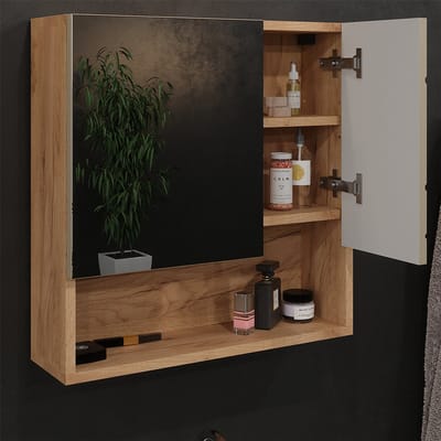 Vicco Irma Badkamerspiegelkast – 54 x 55 cm Krachtige eik goud