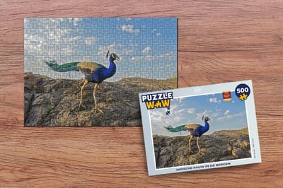 Puzzel Pauw - Berg - Blauw - Legpuzzel - Puzzel 500 stukjes