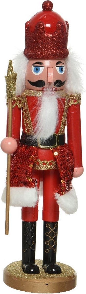 Kerstbeeldje kunststof notenkraker poppetje/soldaat rood 28 cm kerstbeeldjes - Kerstversiering/woondecoratie