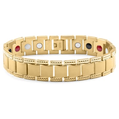 Goudkleurige Titanium Armband met 4 Elementen