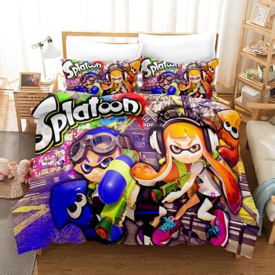 Splatoon Beddengoed Collectie Enkel Twin Volledig Queen King Size Kawaii JongensMeisjes Bed Collectie Aldult Jongens Slaapkamer Dekbedovertrek Collecties 3D Print 011 EU single(135x200cm)