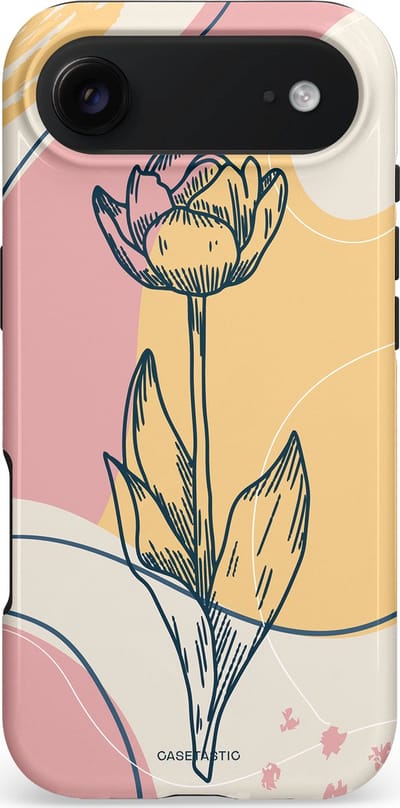 Casetastic hoesje geschikt voor Apple iPhone Air - MagSafe - Dubbellaagse bescherming - Zachte tulp - Fashion Case - Lichtgrijs Beige Lichtroze