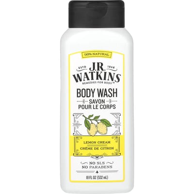 J R Watkins, Douchegel, Citroen Crème, 18 fl oz (532 ml) white