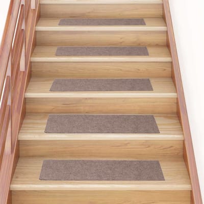 vidaXL - Trapmatten - zelfklevend - 15 - stuks - 76x20 - cm - lichtbruin - rechthoekig