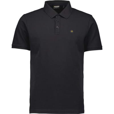 No Excess Polo pique garment dyed black