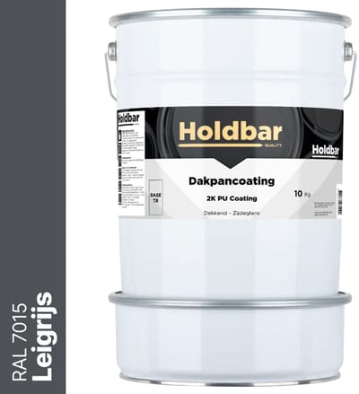 Holdbar Dakpancoating Leigrijs (RAL 7015) 10 Kg - Waterdicht - Vuil afstotend - UV-bestendig - Alle Kleuren - Dakpannen verven - Hecht op Steen, Beton, Dakpannen of Bestaande coating - 2 Componenten