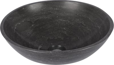 Differnz Limestone waskom - 40x40x15cm - rond - natuursteen - glans antraciet
