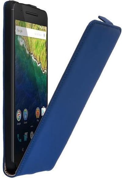Blauw lederen flip case Huawei Nexus 6P case Telefoonhoesje