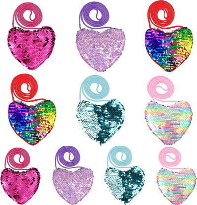 Schitterende Hartvormige Coin Holder voor Kinderen - Sequin Portemonnee en Schoudertas voor Verjaardagsfeestjes en Dagelijks Gebruik