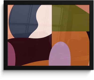 Poster in lijst - Fotolijst 40x30 cm - Posters - Vormen - Abstract - Kleuren - Vierkant - Posterlijst zwart - Decoratie - Wanddecoratie woonkamer - Muurdecoratie slaapkamer
