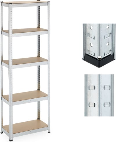 stellingkast - 500 kg - 180x60x30 cm - verzinkt staal - kelder - garage - zilver